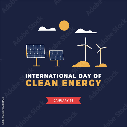 International day of clean energy flyer illustration