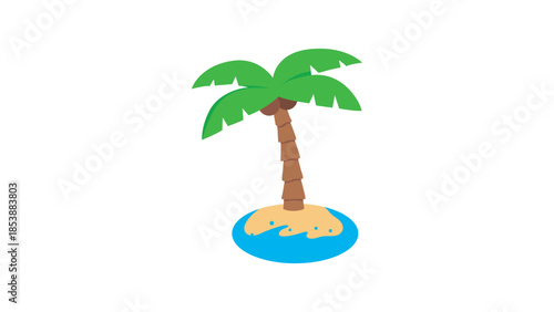 Island with palm tree and sand vector isolated icon. Emoji illustration. Island vector emoticon. 