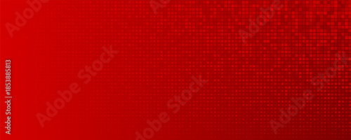 Abstract halftone background made of small square dots of different sizes in red colors