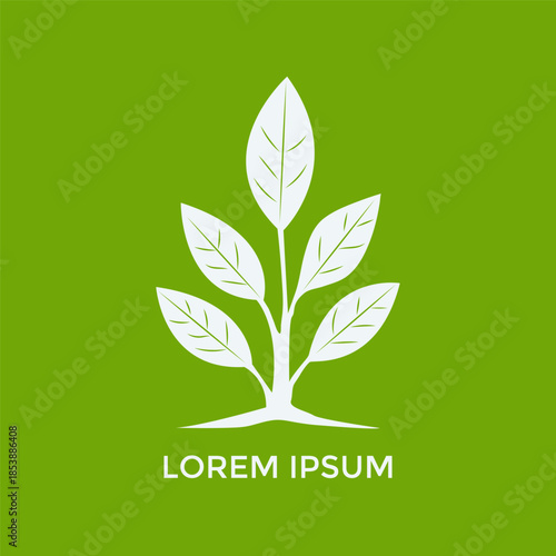 Sprout logo Isolated green background. Vector illustration
