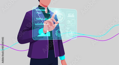 Innovative future technology integration with virtual data dashboards for business insights