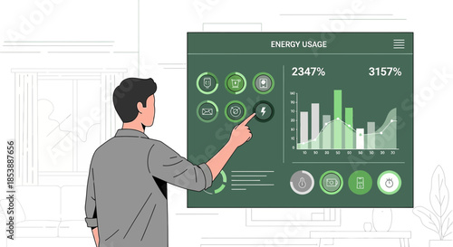 Innovative interface depicting energy consumption habits for efficient home management utilization