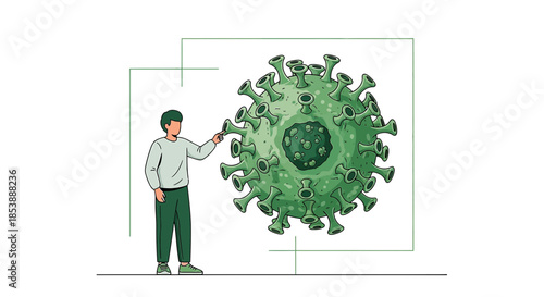 Man explaining the viral structure, highlighting the importance of public health awareness