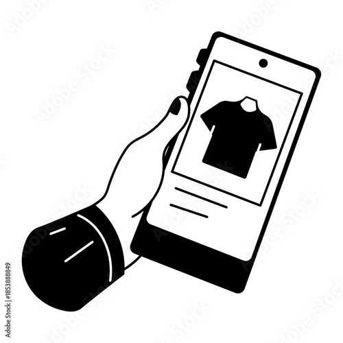 A hand drawn style illustration showing a shopping app
