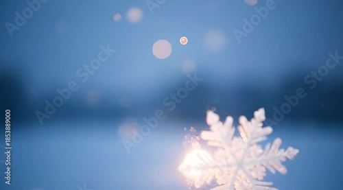 Gentle snowfall over winter landscape