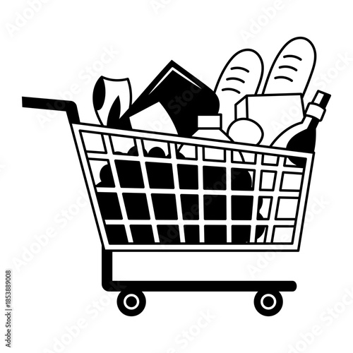 A hand drawn style illustration showing a shopping app
