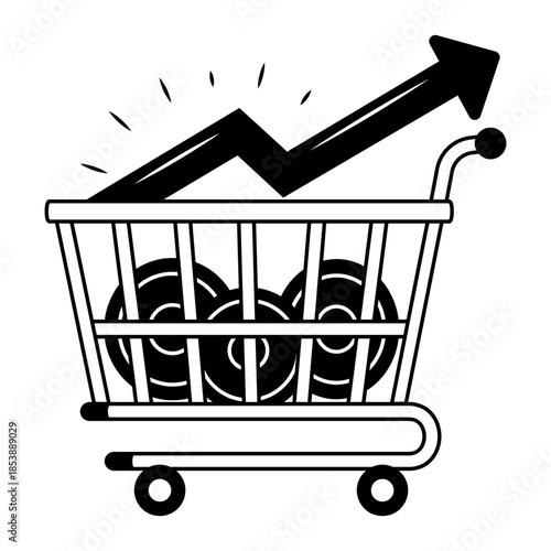 A hand drawn style illustration showing a shopping app
