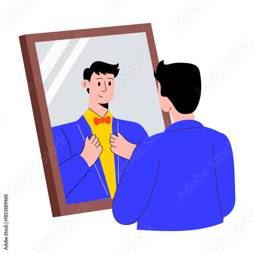 A flat style illustration showing a groom