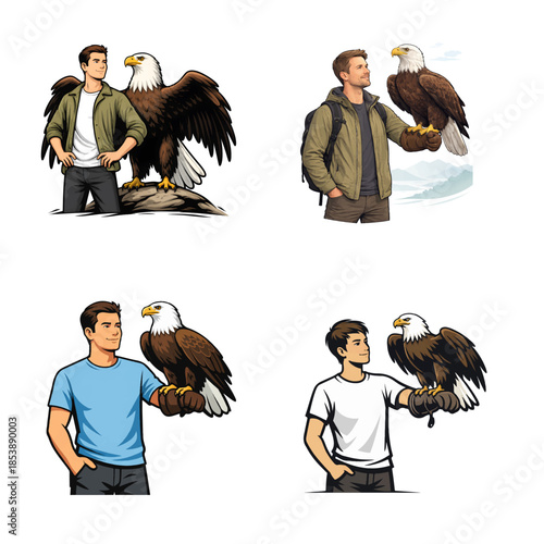 Man Holding a Majestic Bald Eagle on His Arm