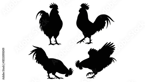 Black Honeybee Silhouette Vector Set Showing Multiple Flight Directions and Landing Poses