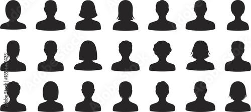 Diverse Human Head Silhouettes Representing User Profiles And Avatars icon
