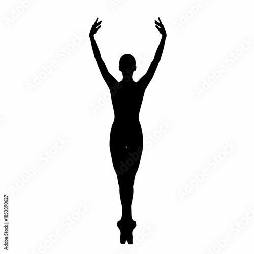 Elegant Silhouette of a Ballerina Performing a Graceful Ballet Pose.
