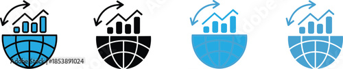 Global business growth chart icons in multiple styles and colors Keywords: global, business, growth, chart, icons, earth, globe