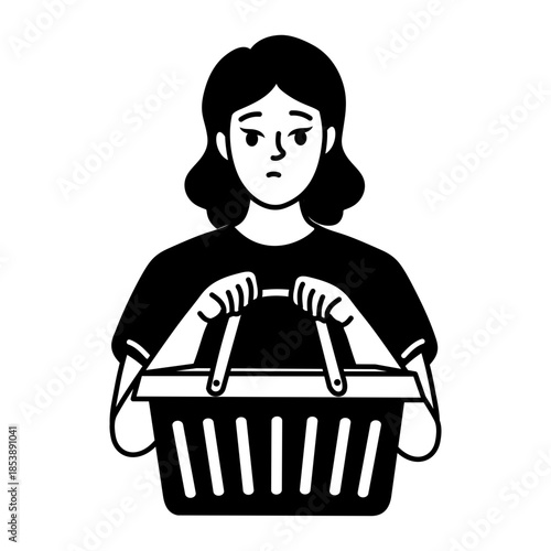 A hand drawn style illustration showing a shopping app
