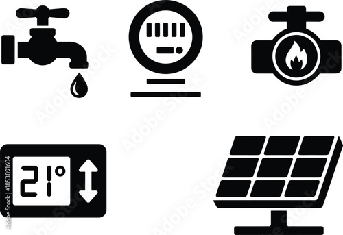 Icons for utilities and home energy management systems utility water