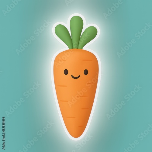 Delightful 3D Rendering of a Smiling Carrot Character on Gradient Backdrop