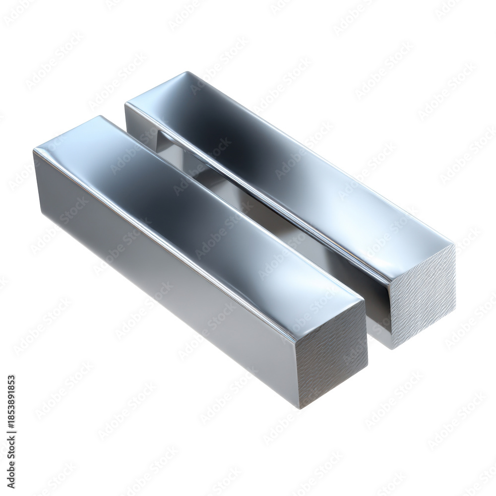 Naklejka premium Shiny silver metal bars on black background