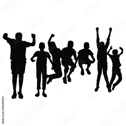 Jumping Children Silhouettes – Joyful Kids in Motion Clipart