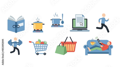 Modern lifestyle icons for business and daily activities