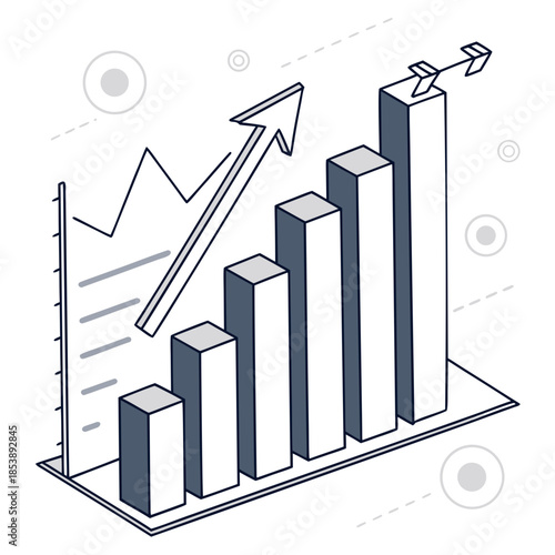 Growing bar graph with upward trend