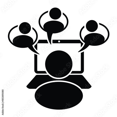 Virtual Meeting Icon – Online Collaboration and Remote Communication Symbol