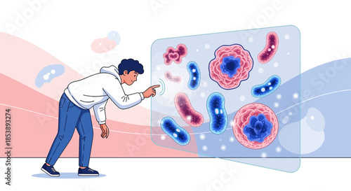 Exploring microscopic world futuristic interface innovative medical technology concept