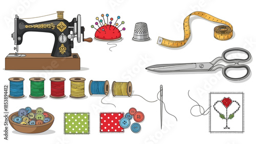 Vibrant sewing tools and supplies for creative projects
