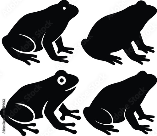 Frog Silhouette Set Amphibian Animal Collection