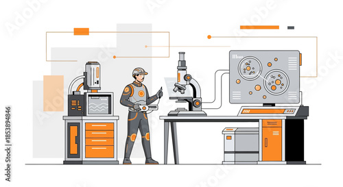 Futuristic scientist conducting research in a cutting-edge laboratory with advanced technology