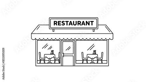 Cozy restaurant exterior with tables and chairs inside