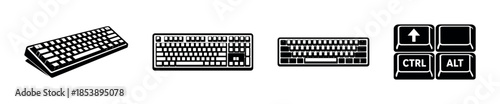 Computer keyboard set, ctrl, alt, keys, flat vector illustration