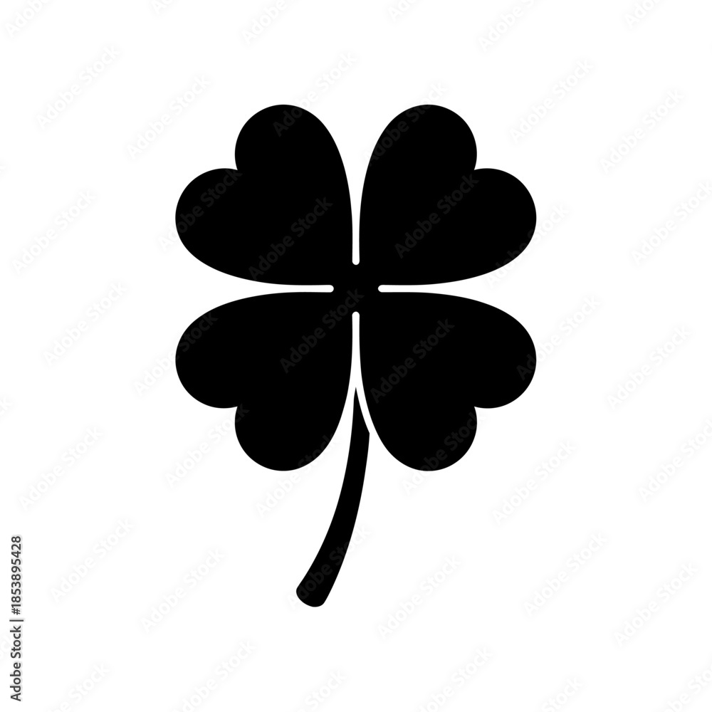 Fototapeta premium FourLeaf Clover Silhouette A Symbol of Luck and Irish Heritage.