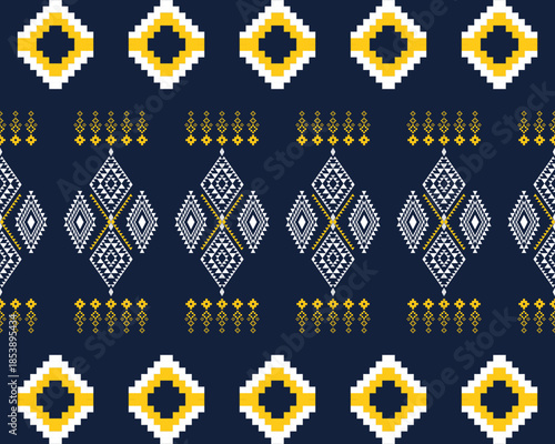 Geometric ethnic pattern textile border design for fabric printing, rugs, clothing, sarongs, scarves, wraps, embroidery, patterns, curtains, carpets, wallpaper, wrapping, Batik, Aztec.