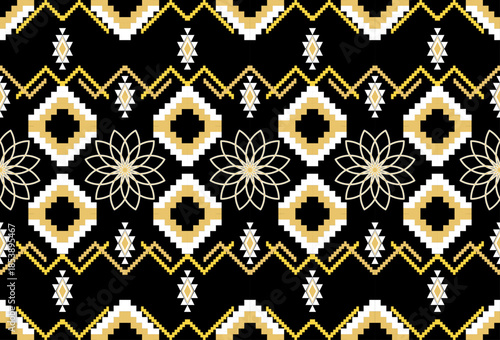 Geometric ethnic pattern textile border design for fabric printing, rugs, clothing, sarongs, scarves, wraps, embroidery, patterns, curtains, carpets, wallpaper, wrapping, Batik, Aztec.