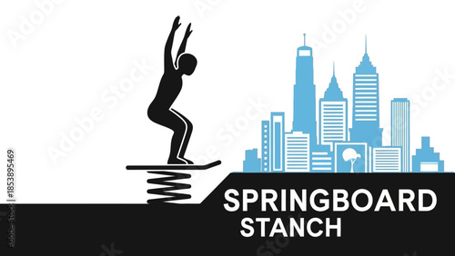 Dynamic business springboard launching success in modern city