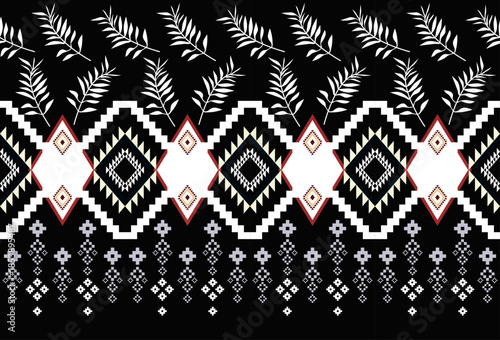 Geometric ethnic pattern textile border design for fabric printing, rugs, clothing, sarongs, scarves, wraps, embroidery, patterns, curtains, carpets, wallpaper, wrapping, Batik, Aztec.
