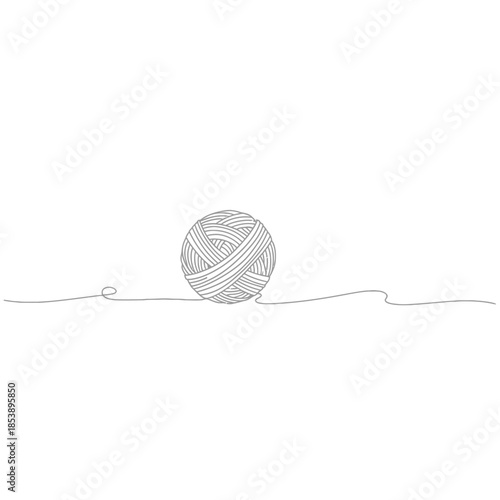 Minimalist illustration of a ball of yarn with loose strands.