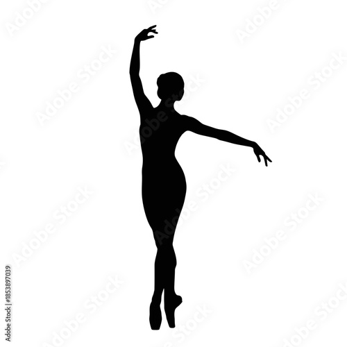 Silhouette of a Ballerina Performing an Elegant Dance Pose.