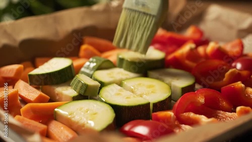 Wallpaper Mural Preparing Fresh Vegetables for Roasting on a Baking Sheet. Torontodigital.ca