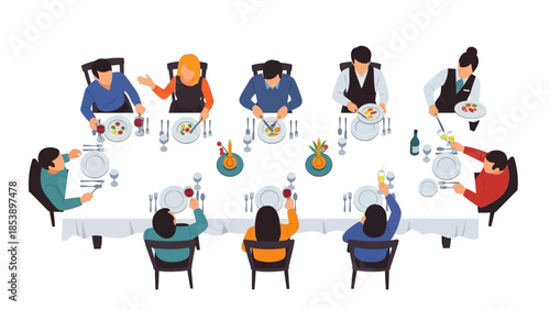 People enjoying a meal together at a restaurant table