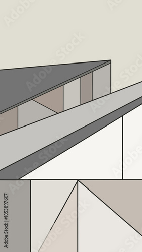 Abstract geometric shapes form a modern architectural structure.