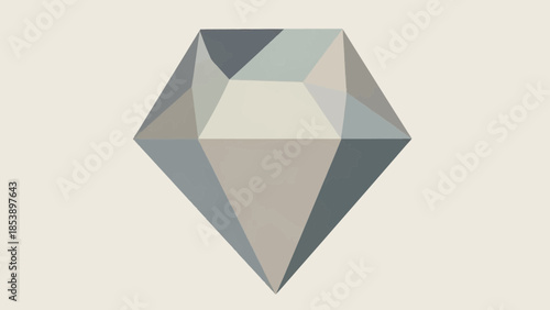 Geometric faceted gemstone with muted color palette.