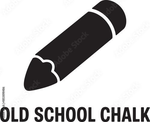 Old school chalk icon black vector silhouette pencil sign school supply tool simple flat design