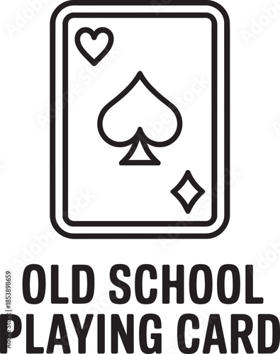 Old school playing card line icon. Old fashioned deck of cards silhouette vector image