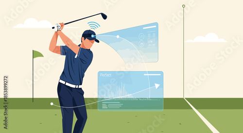 Augmented reality golf training, providing instant feedback and performance analysis for improving