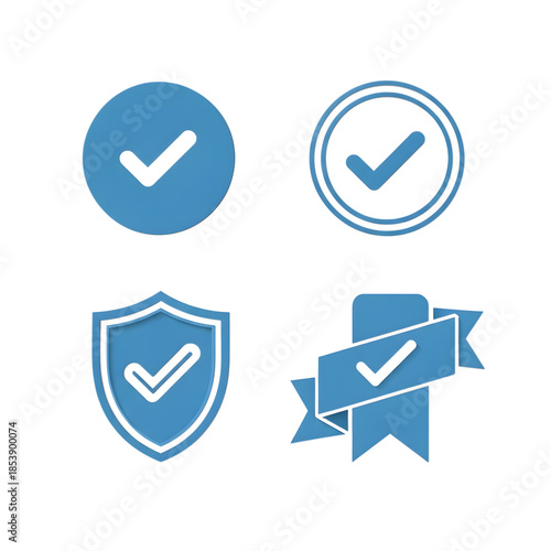 Free Download Collection of blue 3D confirmed icons and verified badges on a transparent background - GFXLoad
