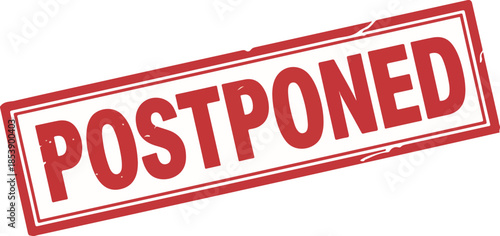 Red "POSTPONED" Grunge Stamp with a Double-Line Border