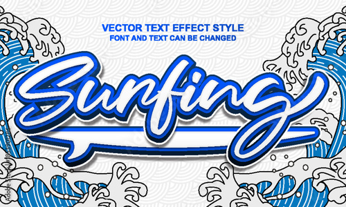 surfing beach surf wave tropical paradise editable text effect font style template typography lettering