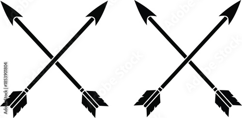 Two pairs of crossed arrows a minimalist design on transparent background silhouette