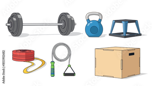 Variety of home workout equipment for fitness and strength training